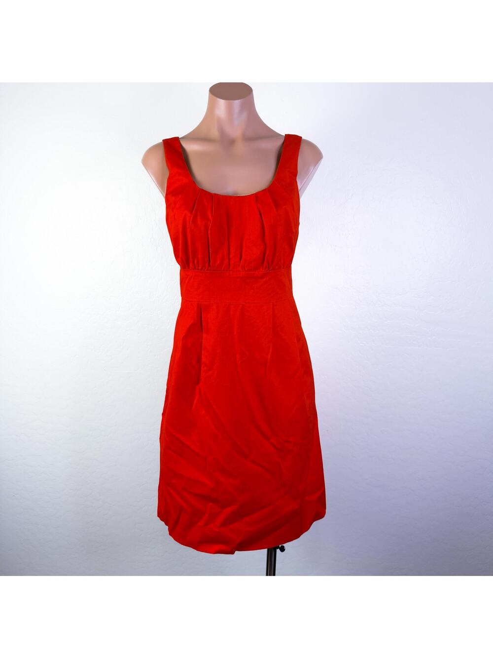 J.Crew Suiting y2k Pleated Scoop Sleeveless Sheath Mini Dress Bold Orange sz 8
